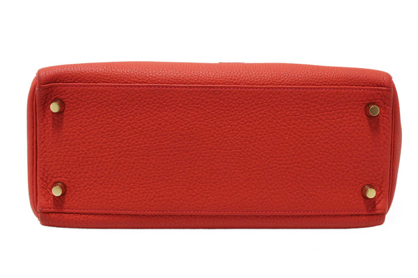 Hermes Rouge Pivoine Togo Leather Kelly Retourne 28 Handbag/Shoulder Bag