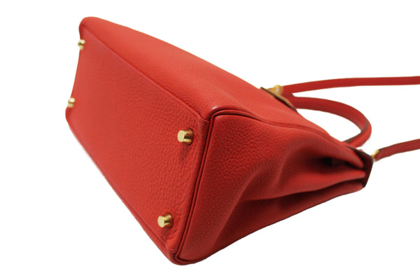 Hermes Rouge Pivoine Togo Leather Kelly Retourne 28 Handbag/Shoulder Bag