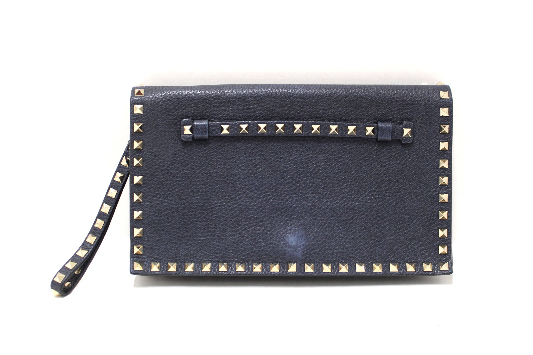 VALENTINO GARAVANI Valentino Garavani Rockstud Blue Grainy Calfskin Le | Italystation.com - Shop Now at italystation.com