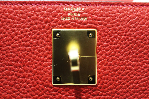 Hermes Rouge Pivoine Togo Leather Kelly Retourne 28 Handbag/Shoulder Bag