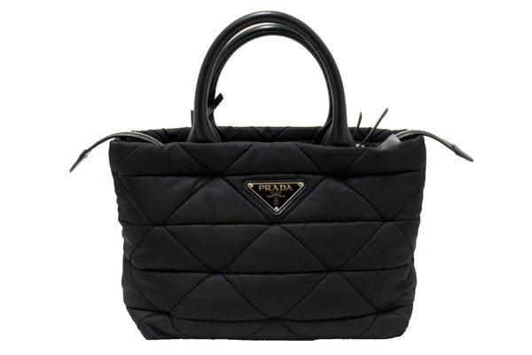 Authentic Prada Black Re-Nylon Padded Small Tote Bag