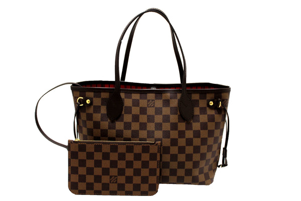 Louis Vuitton Damier Ebene Canvas Neverfull PM Shoulder Tote Bag