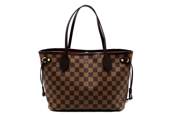 Louis Vuitton Damier Ebene Canvas Neverfull PM Shoulder Tote Bag