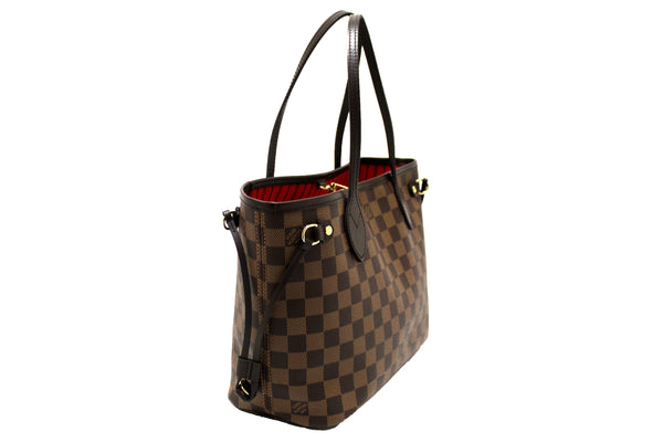 Authentic Louis Vuitton Damier Ebene Canvas Neverfull PM Shoulder Tote Bag