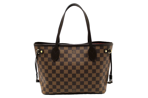 Louis Vuitton Damier Ebene Canvas Neverfull PM Shoulder Tote Bag