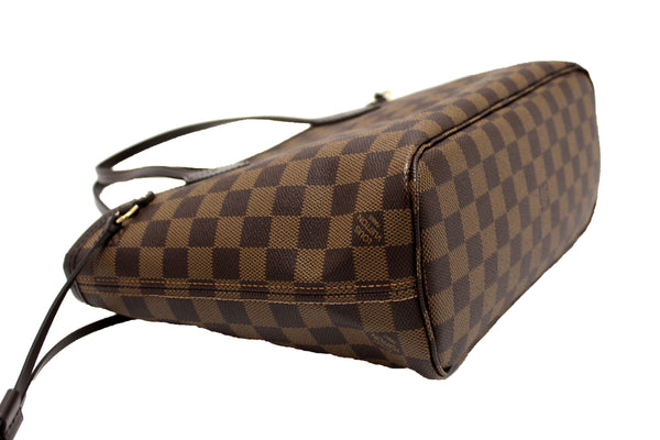 Authentic Louis Vuitton Damier Ebene Canvas Neverfull PM Shoulder Tote Bag