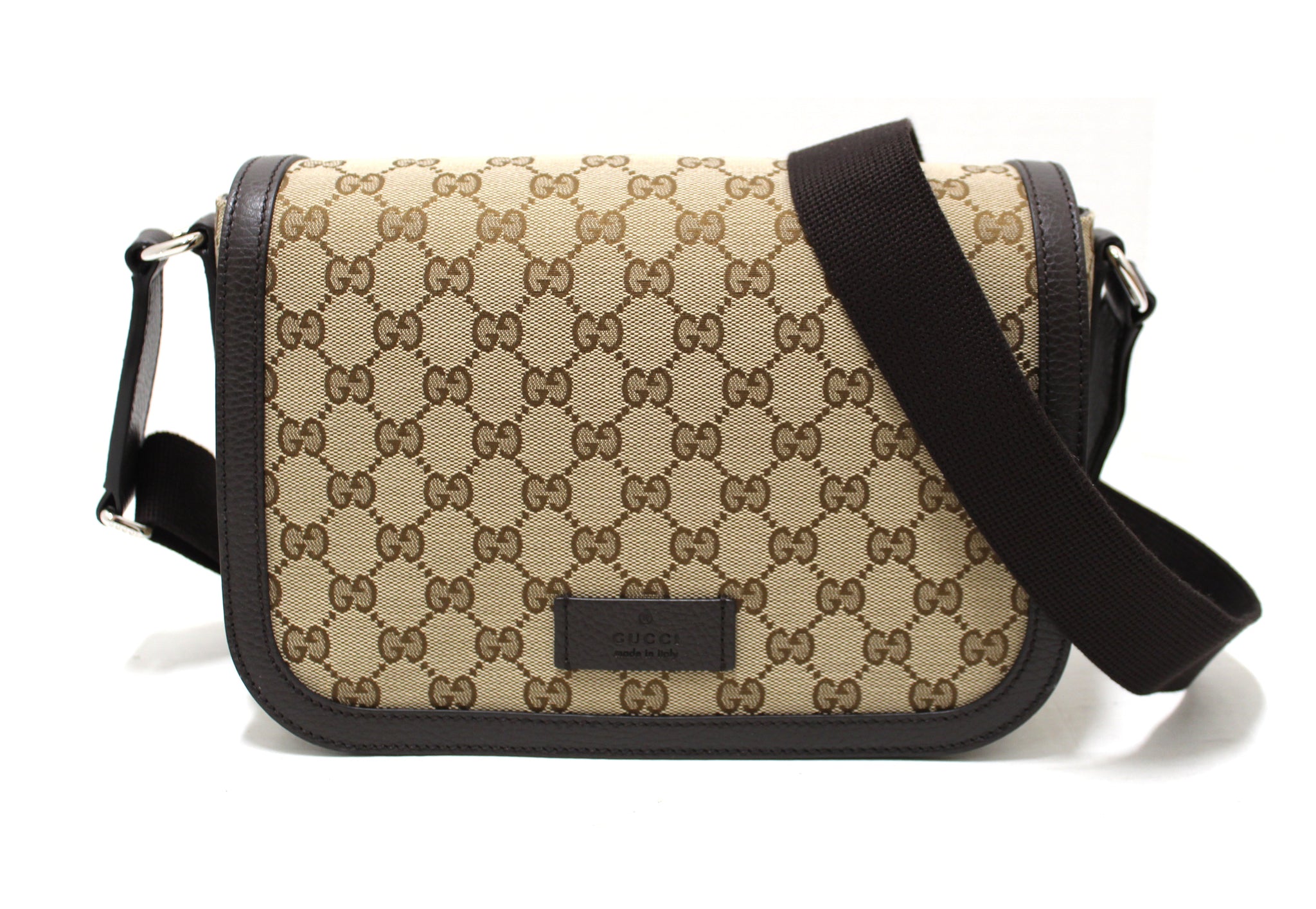 New Gucci Brown GG Medium Canvas Messenger Bag 449172 – Italy Station