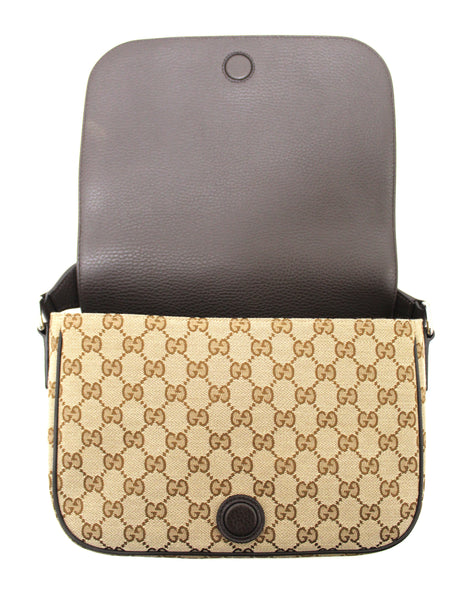 Gucci New Gucci Brown GG Medium Canvas Messenger Bag 449172 | Italystation.com - Shop Now at italystation.com