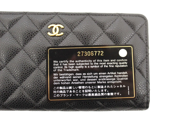 Chanel Black Quilted Caviar Leather Long Wallet