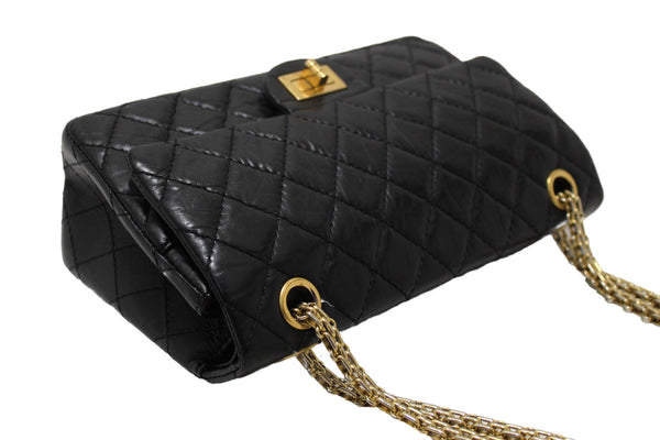 Chanel Classic Black Aged Calfskin Leather Reissue 2.55 Double Flap Bag