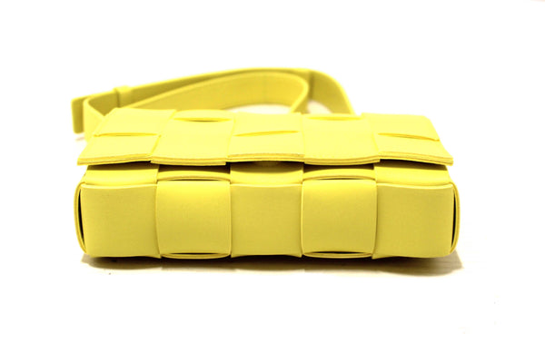 Bottega Veneta Yellow Intreccio Lambskin Leather Small Cassette Crossbody Bag