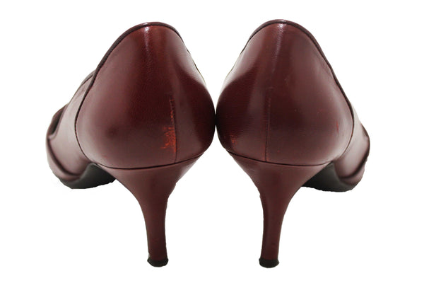 Salvatore Ferragamo Burgandy Leather Matilde Pointed Pumps Size 7C