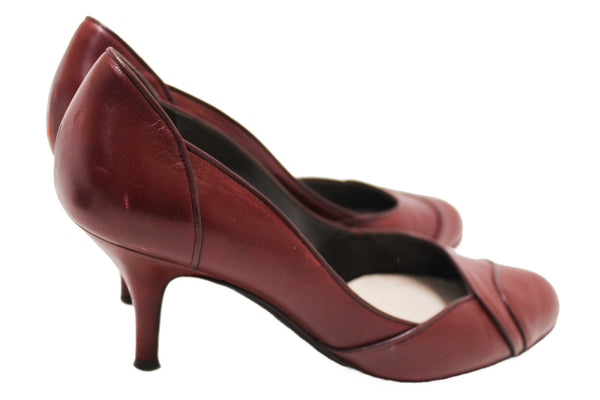 Salvatore Ferragamo Burgandy Leather Matilde Pointed Pumps Size 7C