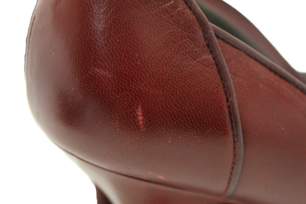 Salvatore Ferragamo Burgandy Leather Matilde Pointed Pumps Size 7C