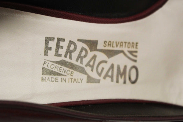 Salvatore Ferragamo Burgandy Leather Matilde Pointed Pumps Size 7C