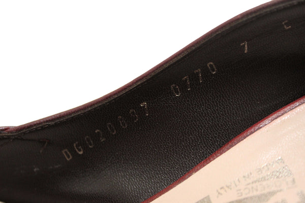 Salvatore Ferragamo Burgandy Leather Matilde Pointed Pumps Size 7C