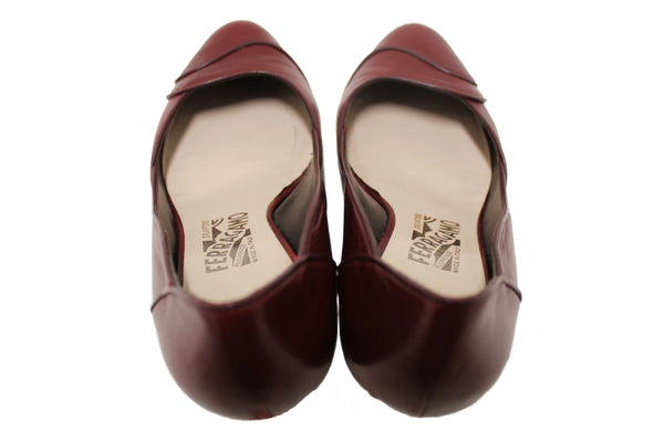 Salvatore Ferragamo Burgandy Leather Matilde Pointed Pumps Size 7C