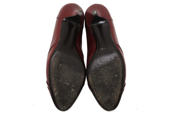 Salvatore Ferragamo Burgandy Leather Matilde Pointed Pumps Size 7C