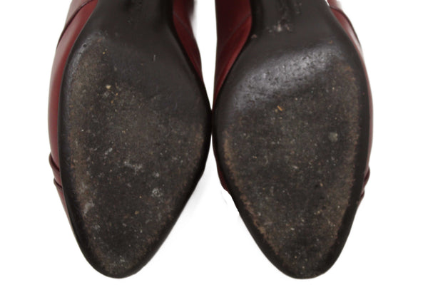 Salvatore Ferragamo Burgandy Leather Matilde Pointed Pumps Size 7C