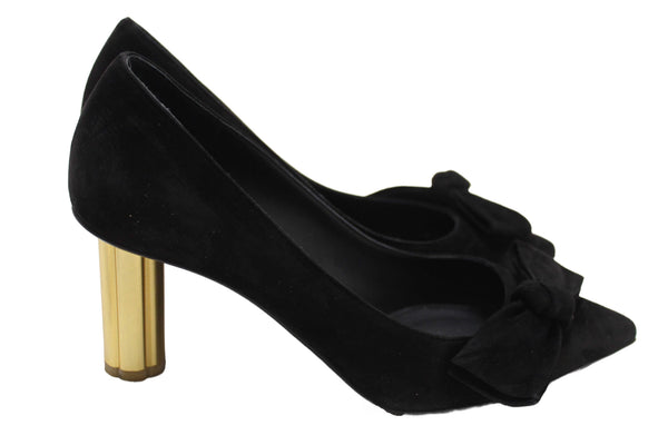 Salvatore Ferragamo Black Suede Garlate Block Heel Pump Size 7C