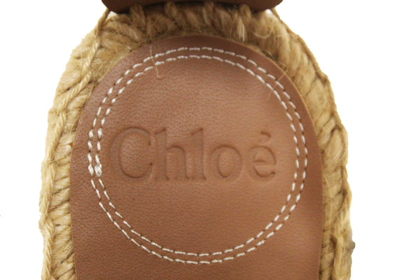 Chloe Black Nubuck Leather Lauren Wedge Espadrille Sandal Shoes Size 37