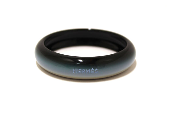 Hermes Lacquered Wood Fusion Black Bangle Bracelet