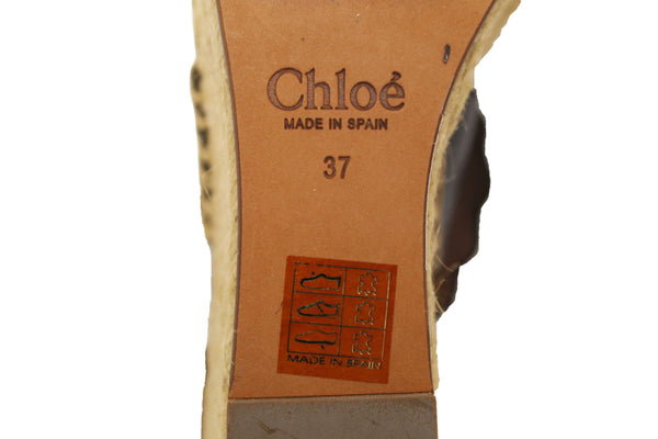 Chloe Black Nubuck Leather Lauren Wedge Espadrille Sandal Shoes Size 37