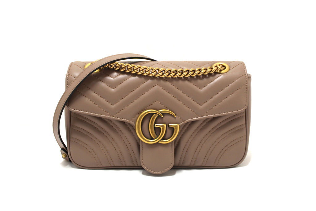 Gucci Porcelain Rose Marmont Matelasse Chevron Leather Shoulder Bag Italy Station