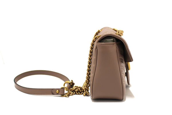 Gucci Porcelain Rose Marmont Matelassé Chevron Leather Shoulder  | Italystation.com - Shop Now at italystation.com