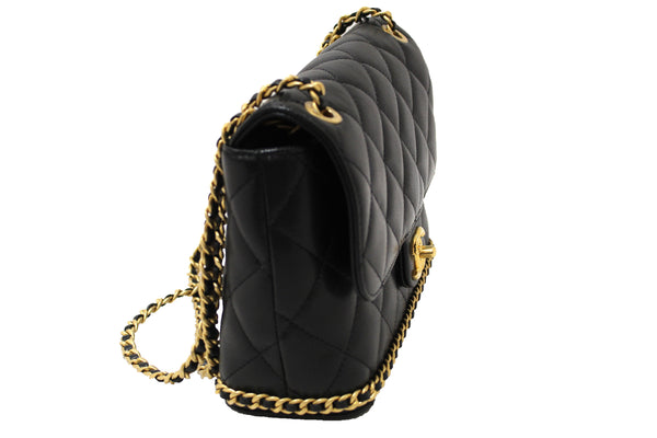 Chanel Black Quilted Caviar Leather Camellia Chain Around Flap Shoulder Bag | Italystation.com