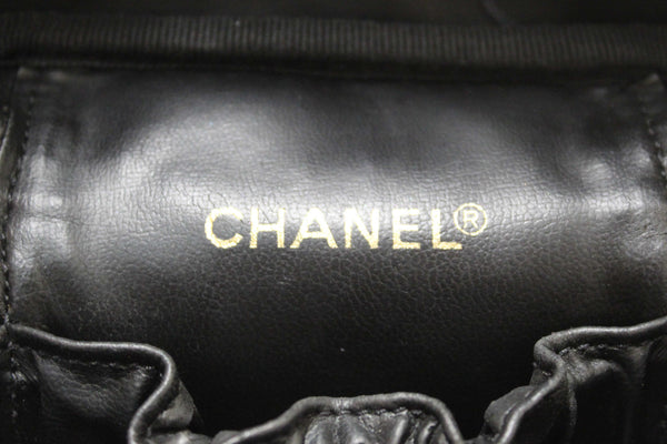 Chanel Vintage Black Lambskin Leather Vanity Cosmetic Case