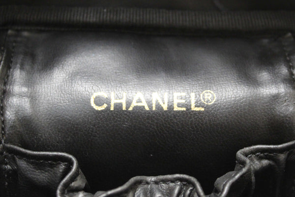 Chanel Vintage Black Lambskin Leather Vanity Cosmetic Case