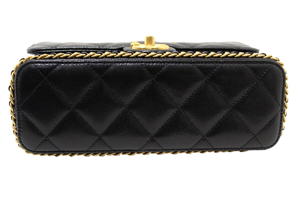 Chanel Black Quilted Caviar Leather Camellia Chain Around Flap Shoulder Bag | Italystation.com