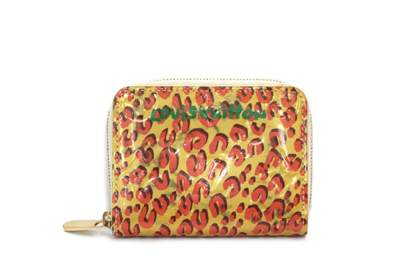 Louis Vuitton Vernis Yellow and Orange Corail Monogram Leopard Small Zippy Wallet