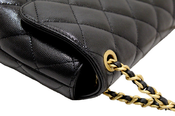 Chanel Black Quilted Caviar Leather Camellia Chain Around Flap Shoulder Bag | Italystation.com