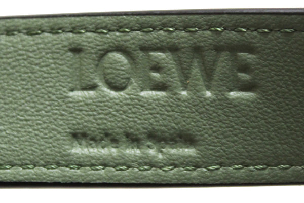 Loewe Palm Leaf and Green Calfskin Leather Basket Bag