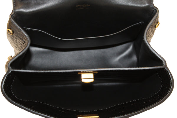 Paris Station Shop NEW Balenciaga Black Crocodile Embossed Leather Min | Italystation.com - Shop Now at italystation.com