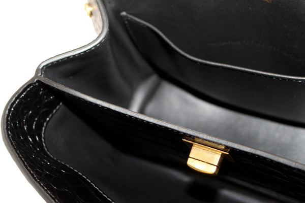 Paris Station Shop NEW Balenciaga Black Crocodile Embossed Leather Min | Italystation.com - Shop Now at italystation.com