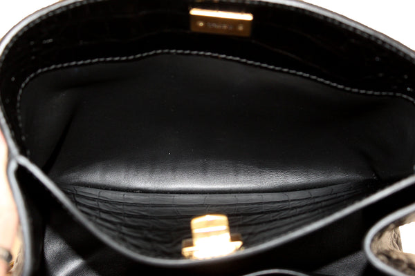 Paris Station Shop NEW Balenciaga Black Crocodile Embossed Leather Min | Italystation.com - Shop Now at italystation.com