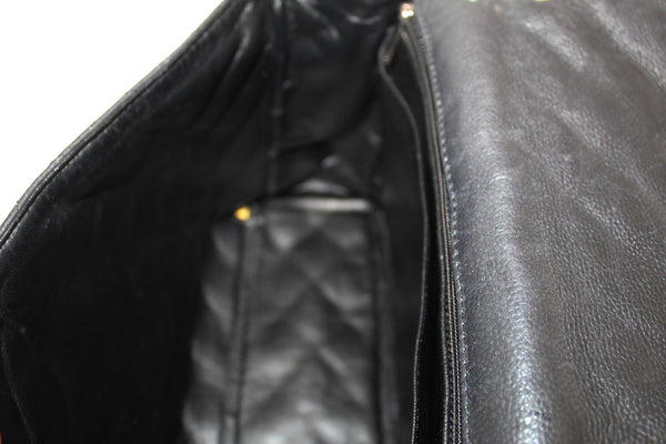 Chanel Black Quilted Washed Caviar Leather Classic Maxi Single Flap Shoulder Bag