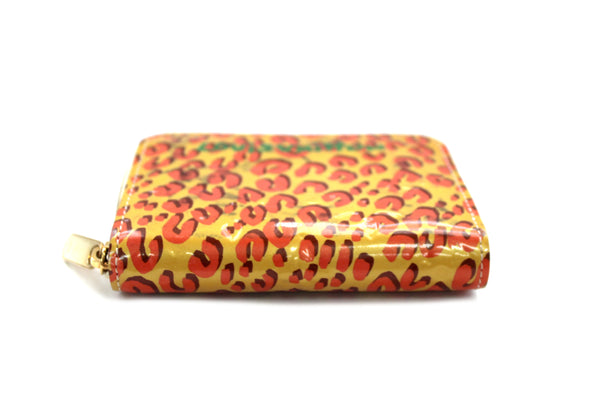Louis Vuitton Vernis Yellow and Orange Corail Monogram Leopard Small Zippy Wallet