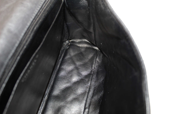 Chanel Black Quilted Washed Caviar Leather Classic Maxi Single Flap Shoulder Bag