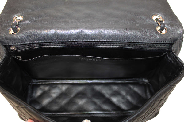 Chanel Black Quilted Washed Caviar Leather Classic Maxi Single Flap Shoulder Bag