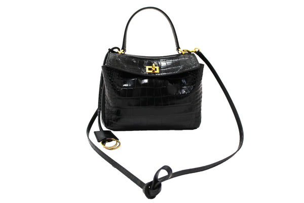 Paris Station Shop NEW Balenciaga Black Crocodile Embossed Leather Min | Italystation.com - Shop Now at italystation.com