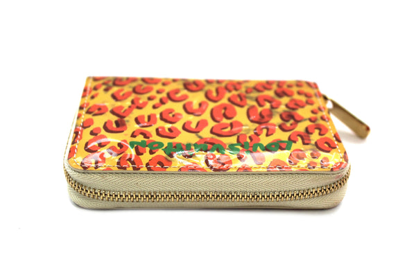 Louis Vuitton Vernis Yellow and Orange Corail Monogram Leopard Small Zippy Wallet