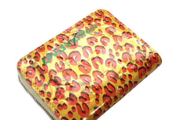 Louis Vuitton Vernis Yellow and Orange Corail Monogram Leopard Small Zippy Wallet