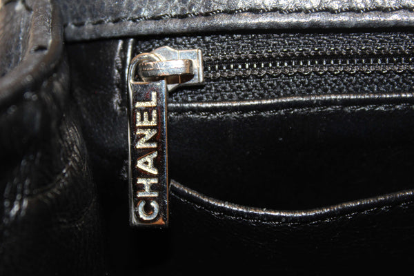 Chanel Black Quilted Washed Caviar Leather Classic Maxi Single Flap Shoulder Bag