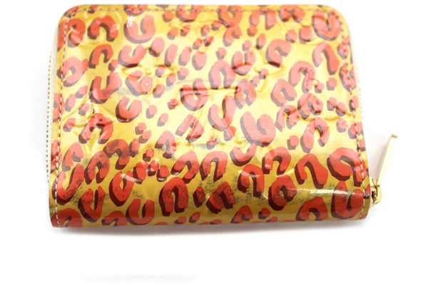 Louis Vuitton Vernis Yellow and Orange Corail Monogram Leopard Small Zippy Wallet