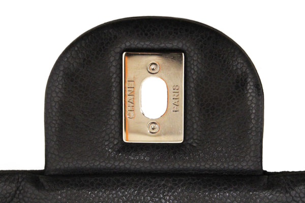 Chanel Black Quilted Washed Caviar Leather Classic Maxi Single Flap Shoulder Bag