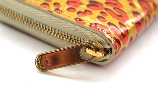Louis Vuitton Vernis Yellow and Orange Corail Monogram Leopard Small Zippy Wallet